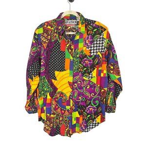 Retro Funky Disco Artsy Colorful Shirt 18 Purple
